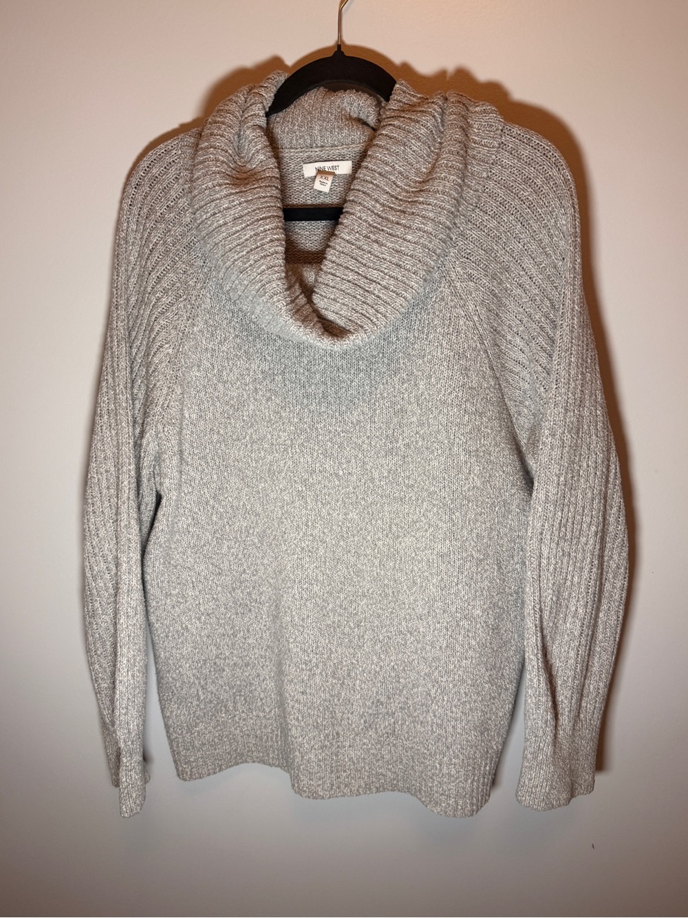 Nine West Light Gray Cowl Neck Sweater